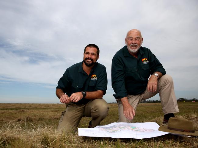 Sydney Zoo’s Jake and John Burgess at the site of western Sydney’s soon-to-be-opened $36 million exotic and native animal conservation sanctuary.