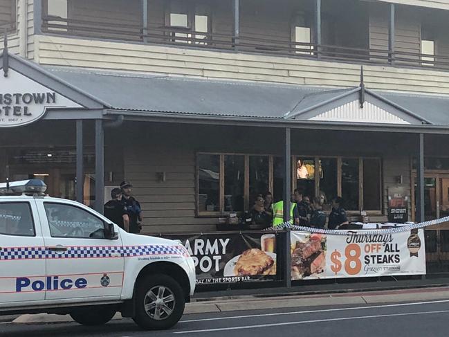 Scene outside Allenstown Hotel