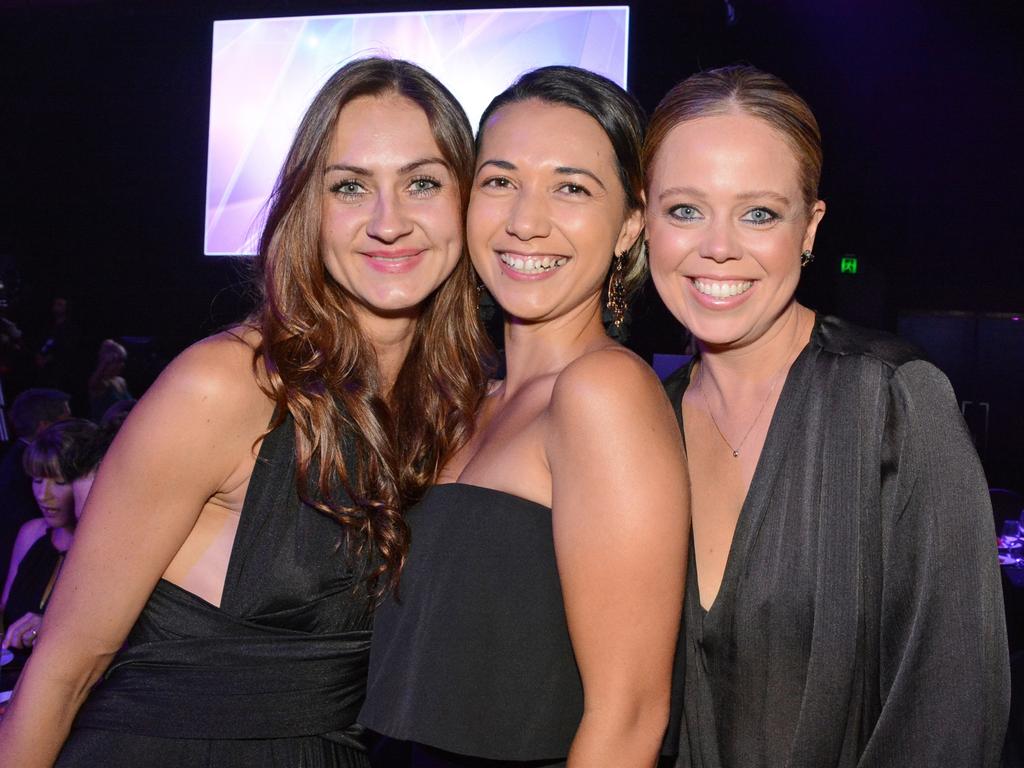 Valeria Detzel, Jess Pascoe, Jacqueline Longhurst at Qld Tourism Awards at The Star Gold Coast. Picture: Regina King