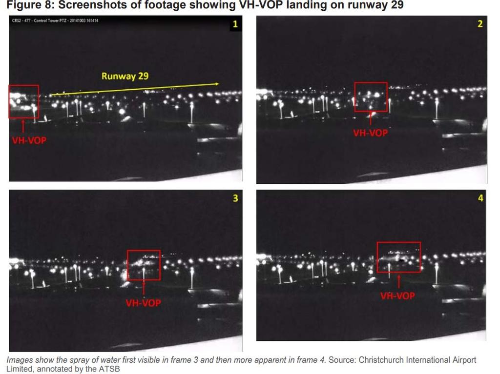 Images show the landing at Christchurch airport. Picture: ATSB