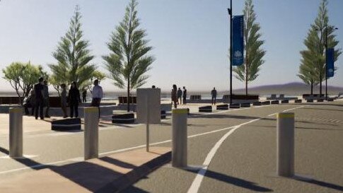 An artist’s impression of anti-terrorist bollards to be installed at Gold Coast tourism hot spots in Queensland. Photo: Supplied