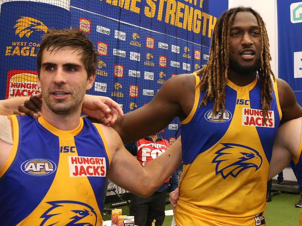 Andrew Gaff and Nic Naitanui are caught in a downturn for West Coast and may be destined to end their careers elsewhere. Picture: Paul Kane/Getty Images