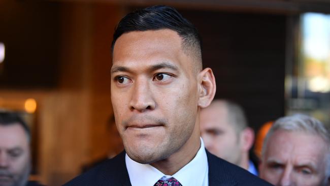 Israel Folau leaves a conciliation hearing at the Fair Work Commission in Sydney last week. Picture: AAP