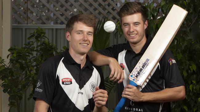 Adelaide University Cricketers Brothers Daniel (right) and Sam Kerber. Picture: Emma Brasier