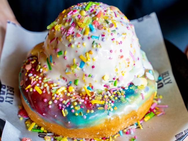 Belly Bao’s Baonut with rainbow ice -cream and popping candy. Picture: Supplied