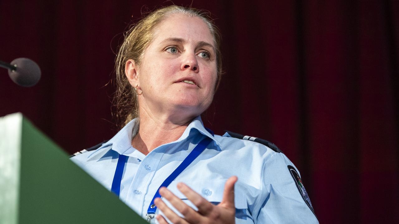 Guest speaker Senior Constable Catherine English speaking at the National Peace Conference 2023 at St Patrick's Cathedral Centre. Picture: Kevin Farmer