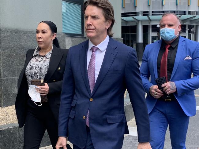 Crisp and MacCallum (right) leaving court after an earlier appearance. Picture: Patrick Billings