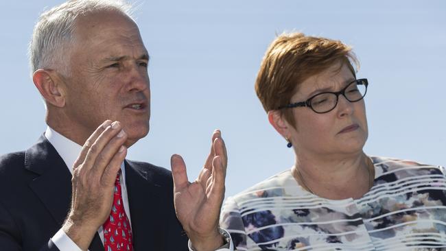 Both Prime Minister Malcolm Turnbull and Defence Minister Marise Payne mentioned use of “Australian steel” at Tuesday’s Future Submarines press conference. Picture: AAP