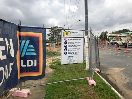 The ALDI construction site after tradespeople walked off the job went JMK Kelly went into liquidation. Picture: Shayla Bulloch