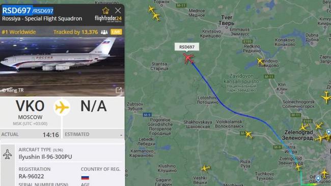 Data from Flightradar24 shows Putin’s presidential plane leaving Moscow.