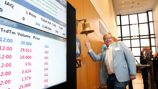 Richard White rings the bell at the ASX in 2016 as he launches the company on the stock exchange. Picture: James Croucher