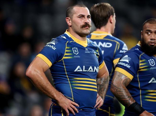 SYDNEY, AUSTRALIA - JULY 16: Regan Campbell-Gillard of the Eels looks on during the round 20 NRL match between Parramatta Eels and Gold Coast Titans at CommBank Stadium on July 16, 2023 in Sydney, Australia. (Photo by Brendon Thorne/Getty Images)