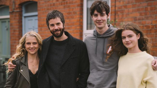 Mix Tape cast (from left) Teresa Palmer, Jim Sturgess, Rory Walton-Smith and Florence Hunt. Picture: BINGE