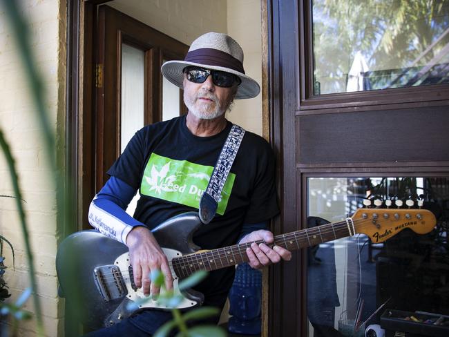 10/7/19: Singer-songwriter Steve Kilbey (of rock band The Church) at his home at Coogee in Sydney's east. He is performing at Big Red Bash music festival in central Australia next Wednesday 17 July. John Feder/The Australian.