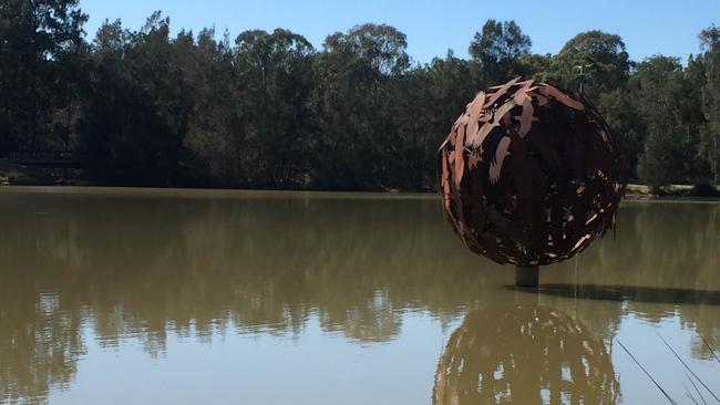 A sculpture featuring birdlife at a pond at Shortland Brush, Lansdowne. Picture: James Taylor