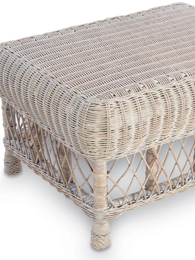 Rattan Lattice Gable Lounge Ottoman.