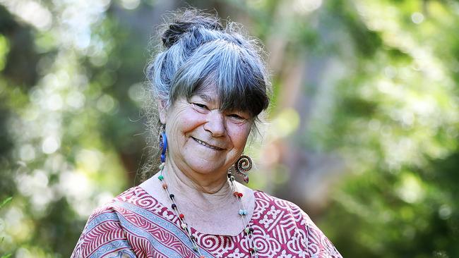 Kris Schaffer, a bush foods grower who is writing a book for indigenous children, in her bush garden at Neika. Picture: SAM ROSEWARNE.