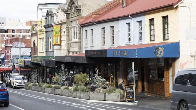 Seven car spaces are transformed into restaurant area. Picture Eddie Safarik.