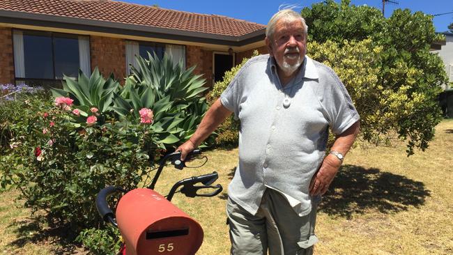 Brian Packer at the letterbox at Chiton, waiting for a letter that could help him stay at home and pay for carers to help him. Picture: Roy Eccleston