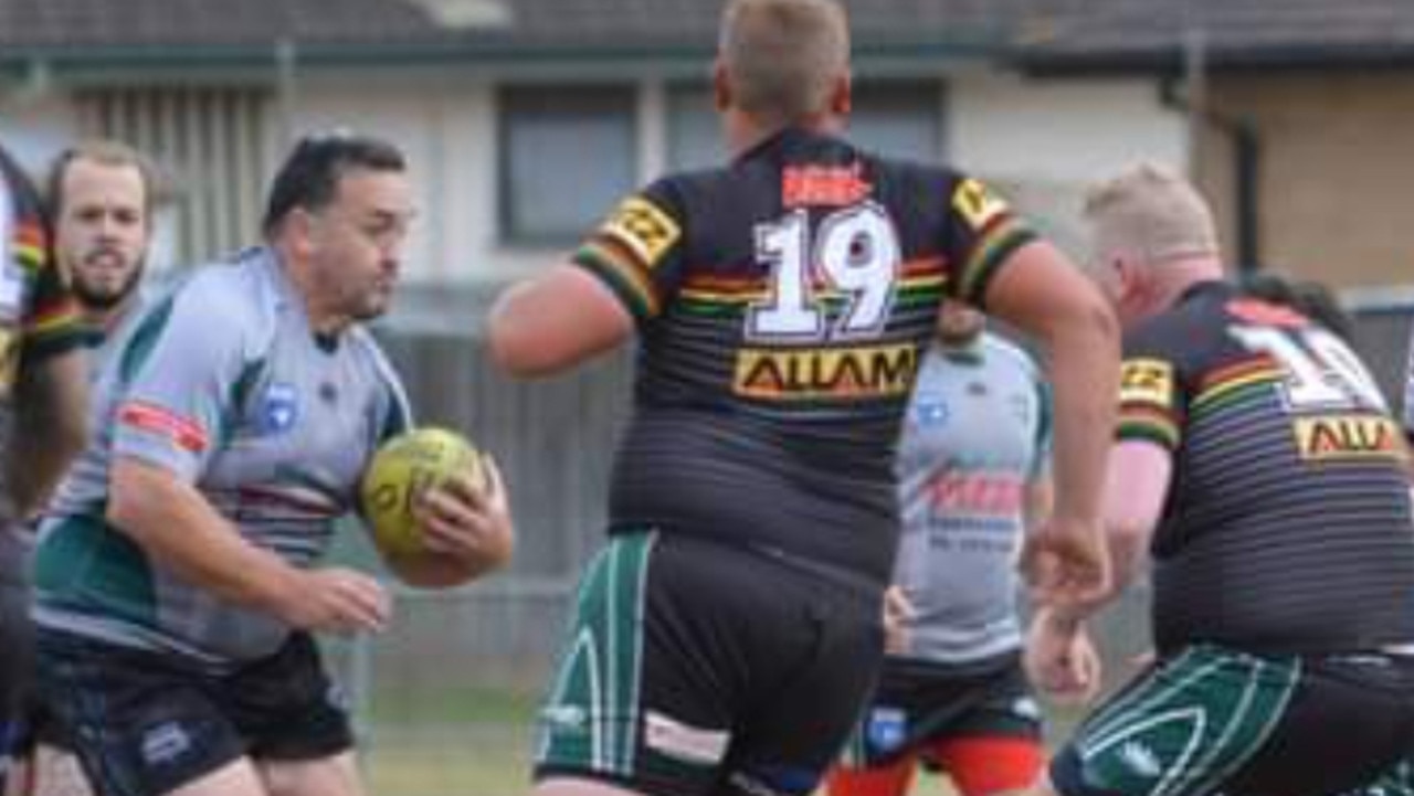 Scott Hardy takes the ball up for Londonderry Greys A Grade. Picture: Scott Morris