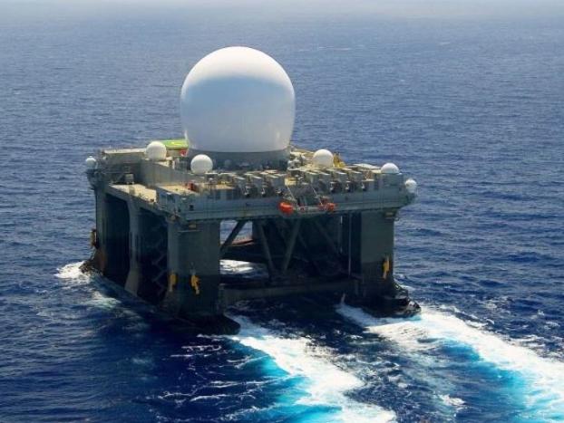 Picture: WENN ONLINE USE ONLY PENTAGON chiefs have dispatched its weirdest secret “Star Wars” weapon from Pearl Harbour in Hawaii to intercept North Korean nuclear missiles bound for California. With its huge white globe attached to a table like structure, it has to be mankind’s wackiest looking seagoing vessel ever.