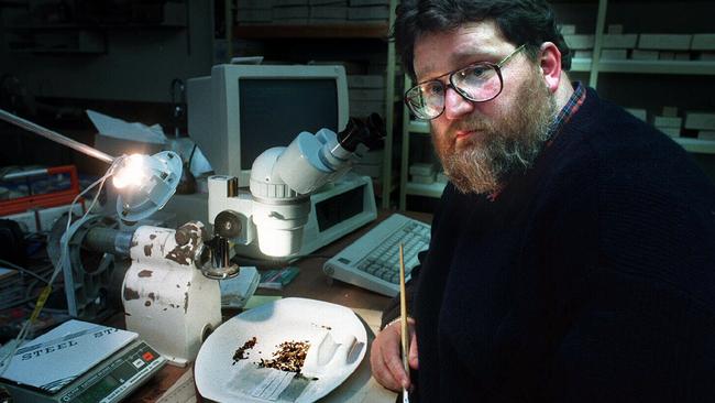 Dr Tim Murray at work in the La Trobe University archaeology department in the 1990s.