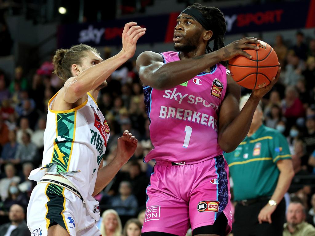 Brantley and the Breakers were able to withstand a late JackJumpers charge. Picture: Phil Walter/Getty Images