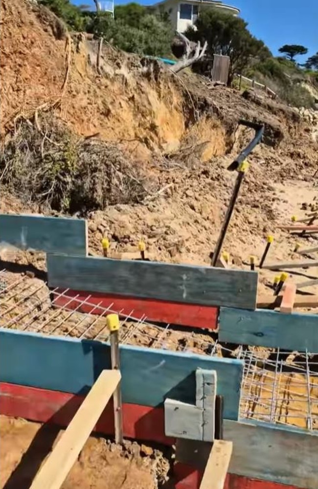 Homeowner Gene Neill has vowed to rip up the retaining wall works and sell the property. Picture: Facebook/Paul Edbrooke