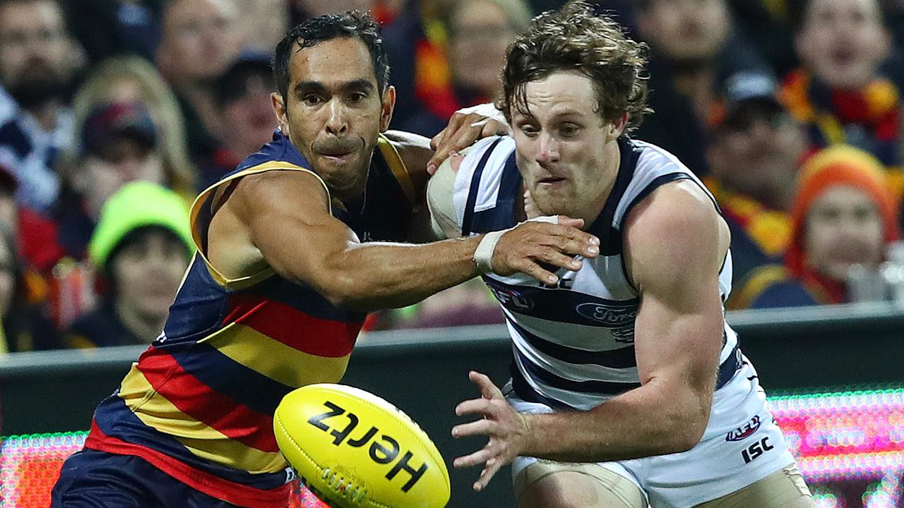 Jed Bews has been Geelong’s go-to man to stop Eddie Betts since 2016.