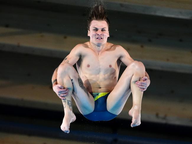 Australia's Cassiel Rousseau in action in the 10m platform. Picture: John Walton/PA Images via Getty Images