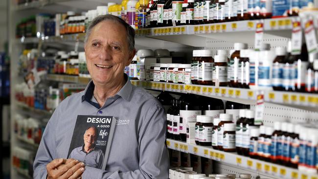 Pharmacist and businessman Mario Calanna with a copy of his book Design a Good Life: From Farm to Farmacia to Whole Health. PICTURE: ANNA ROGERS