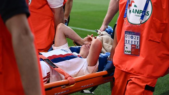 Ellie Carpenter tore her ACL during the Women’s Champions League Final in May. Picture: AFP