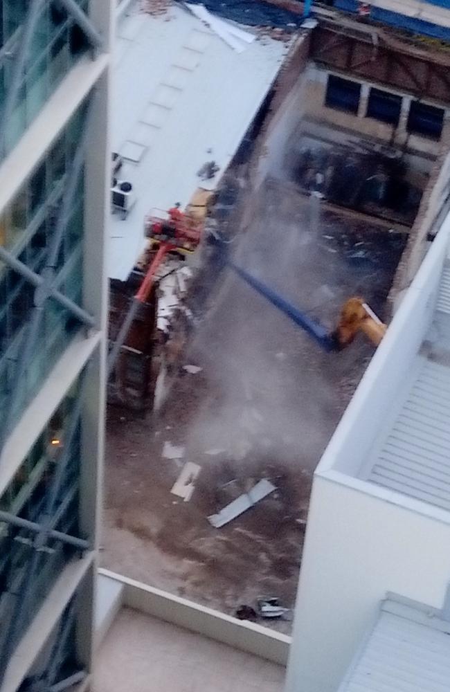 Dust from the CRR construction outside the Clarke's window. Picture: Anthony Clarke