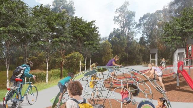 Artist impression of the children’s playground at Schoeffel Park. Picture: Supplied