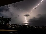 Severe thunderstorms and lightning have lashed the Gold Coast and northern parts of NSW late on Christmas Day. Picture: Vicki Blinco/Facebook