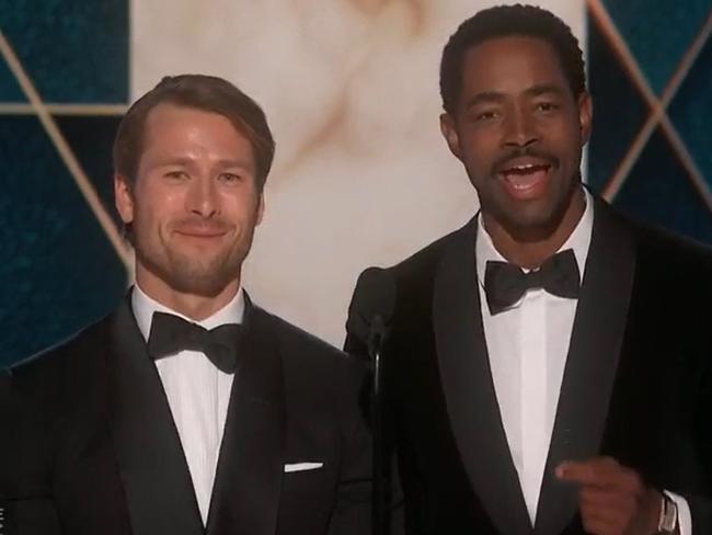 The joke was made just before Top Gun: Maverick stars Glen Powell and Jay Ellis hit the stage.