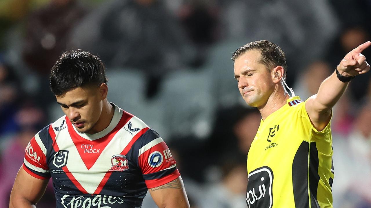 Junior Pauga will miss the next four games after he was sent off for a high shot. Picture: Scott Gardiner/Getty Images