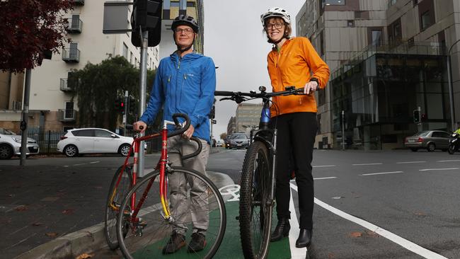 The City of Hobart has installed its first separated cycleways within the city centre in May, promoting safe and sustainable transport in the capital. Picture: Nikki Davis-Jones