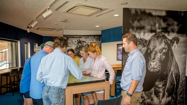 Marcus Oldham’s students work at tech-equipped tables in the new Douglas Boyd Learning Centre.