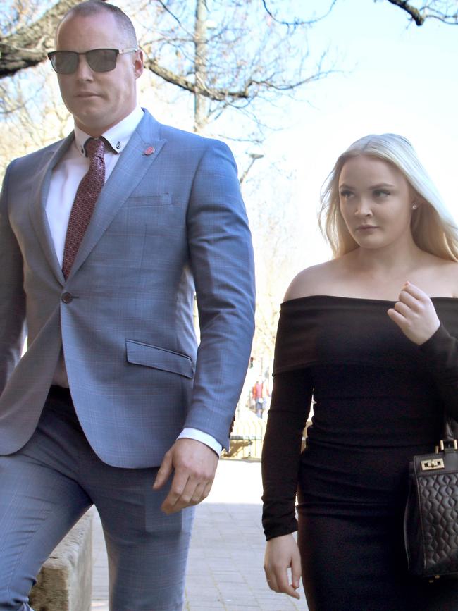 Travis John Patching and Beth Amber Hill and Travis John Patching arriving at Adelaide Magistrates Court. Picture: NCA NewsWire/Dean Martin