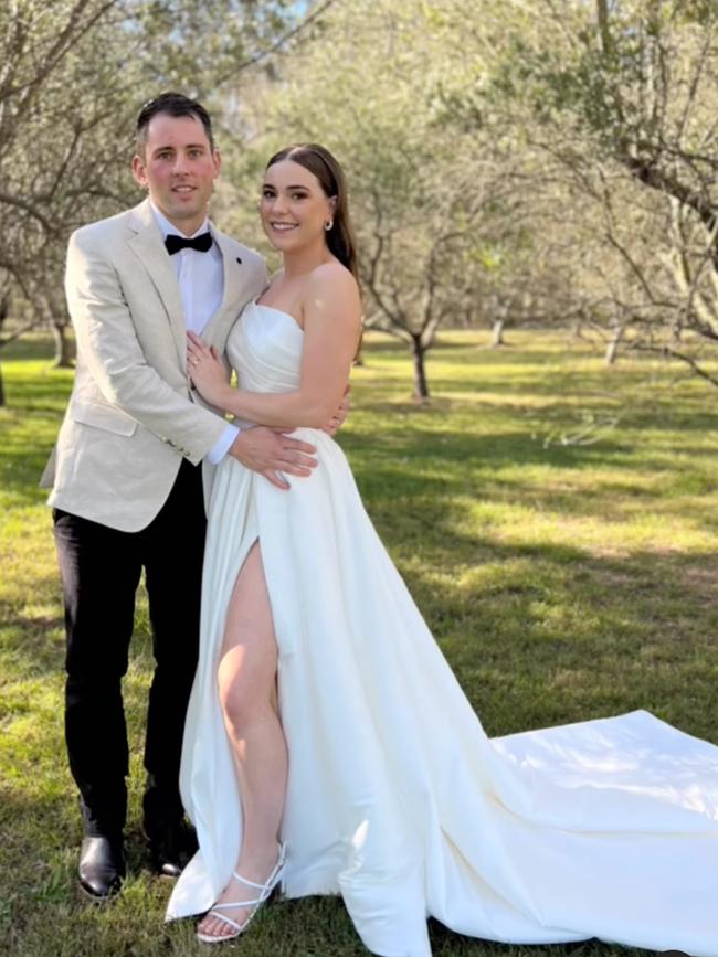 Hours earlier she had married Mitchell Gaffney at Wandin Valley Estate. Picture: Instagram