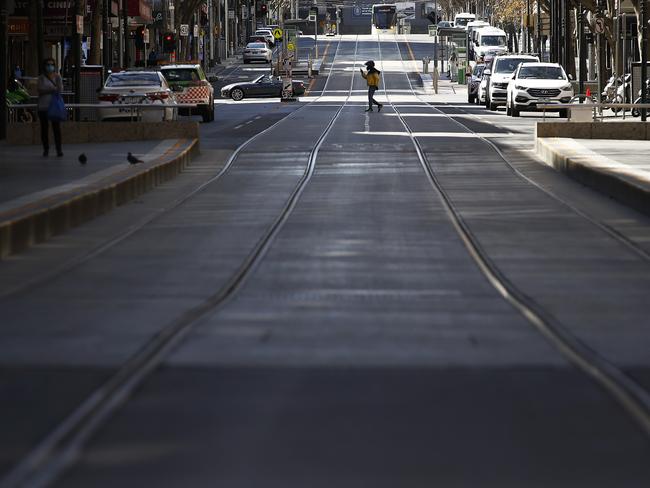 A quiet Bourke Street Mall in Melbourne. Picture: Getty