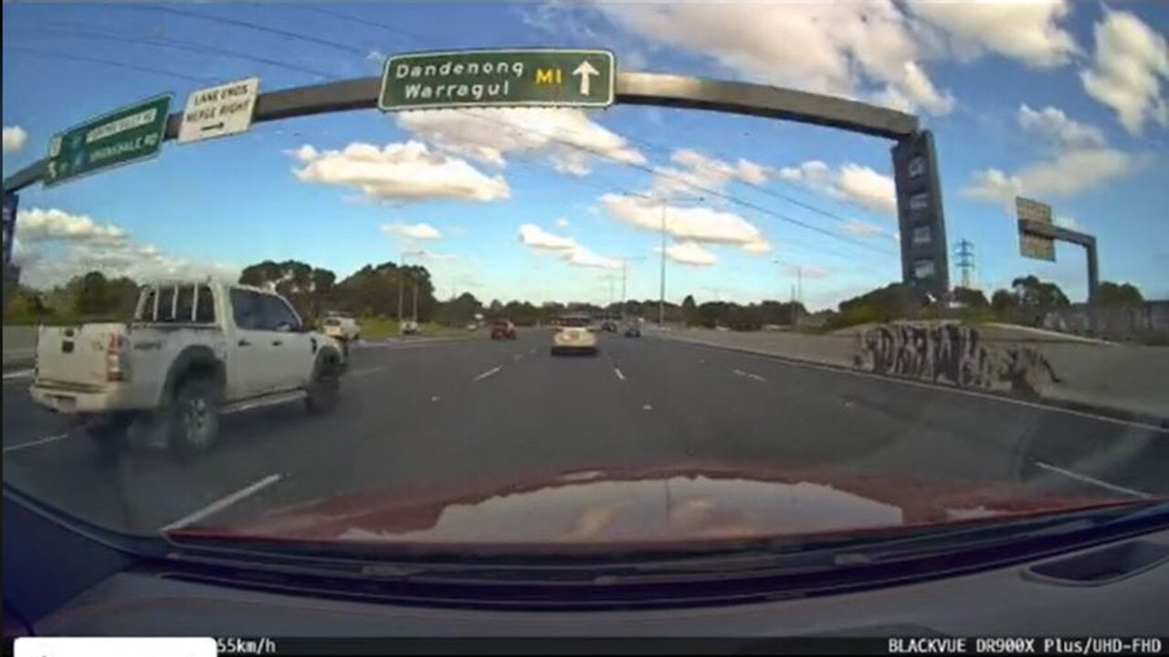 He posted footage allegedly swerving through traffic on the Monash Freeway. Picture: Tik Tok