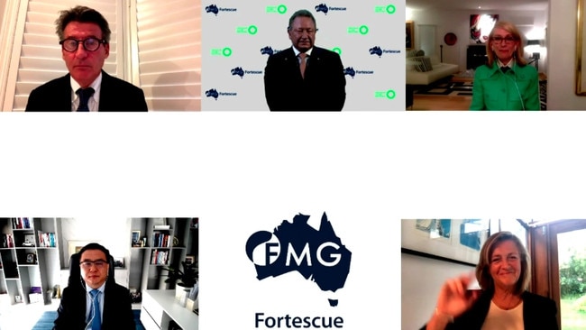 The rest of Fortescue’s board zoomed into the meeting from outside of Perth.