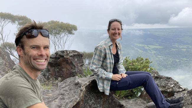 Mathew Farrell and his fiancee Karen Waller. Mr Farrell was killed in a solo plane crash in Victoria's high country in September 2022. Picture: Supplied