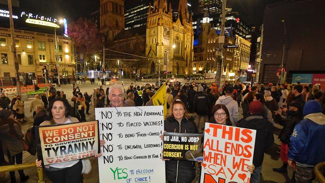 Protesters are angry at the snap lockdown. Picture: Jason Edwards