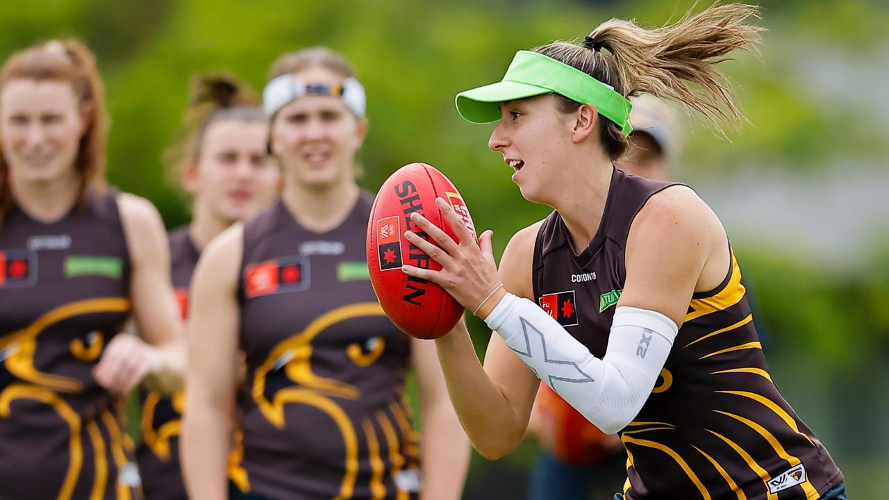 Fit-again Hawk Casey Sherriff (pictured) and vice-captain Eliza West will face their former Melbourne for the first time in Cairns on Thursday night. Picture: Dylan Burns / Getty Images