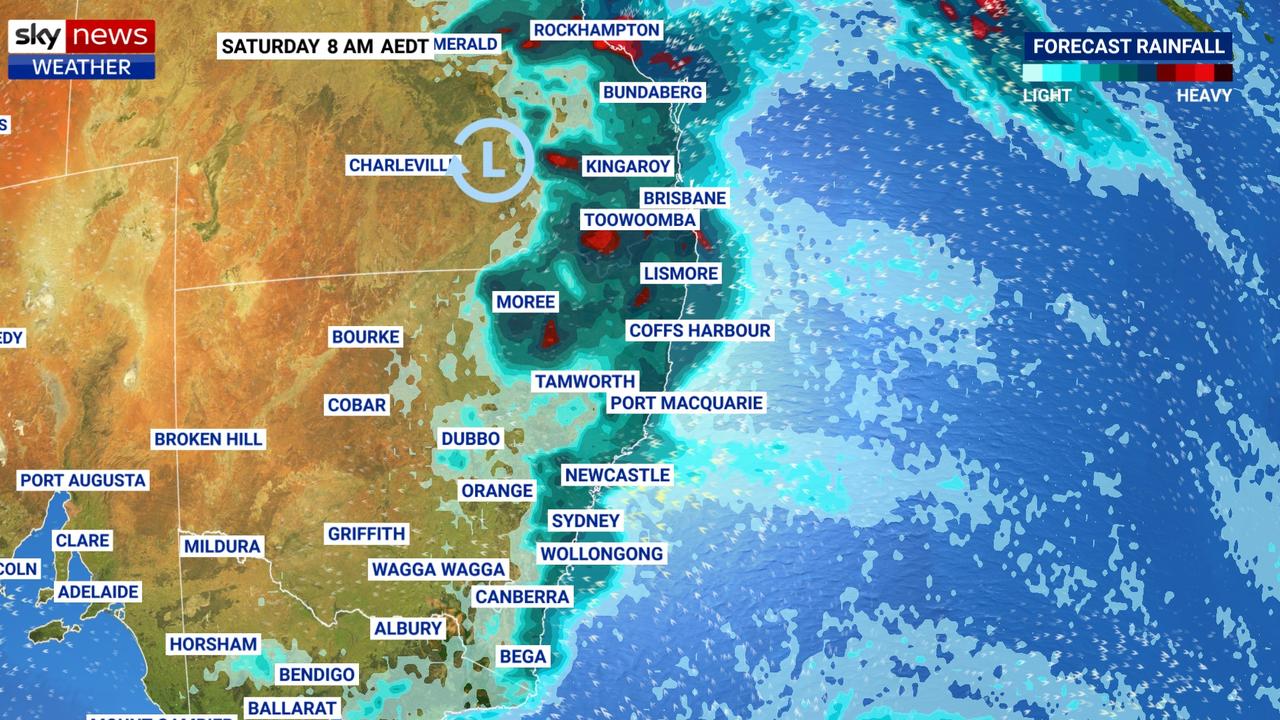 Some of the heaviest rain for months is set to hit NSW and Queensland. Picture: Sky News Weather