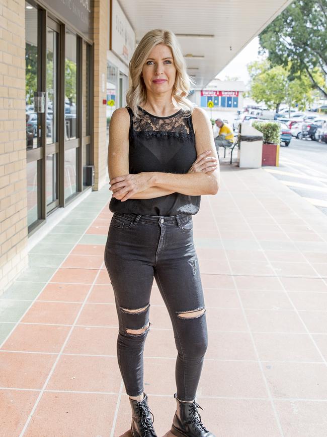 Ashmore Plaza Hair Design owner Simone Schofield is upset "undesirables” from nearby assisted accommodation houses are harassing shoppers. Picture: Jerad Williams