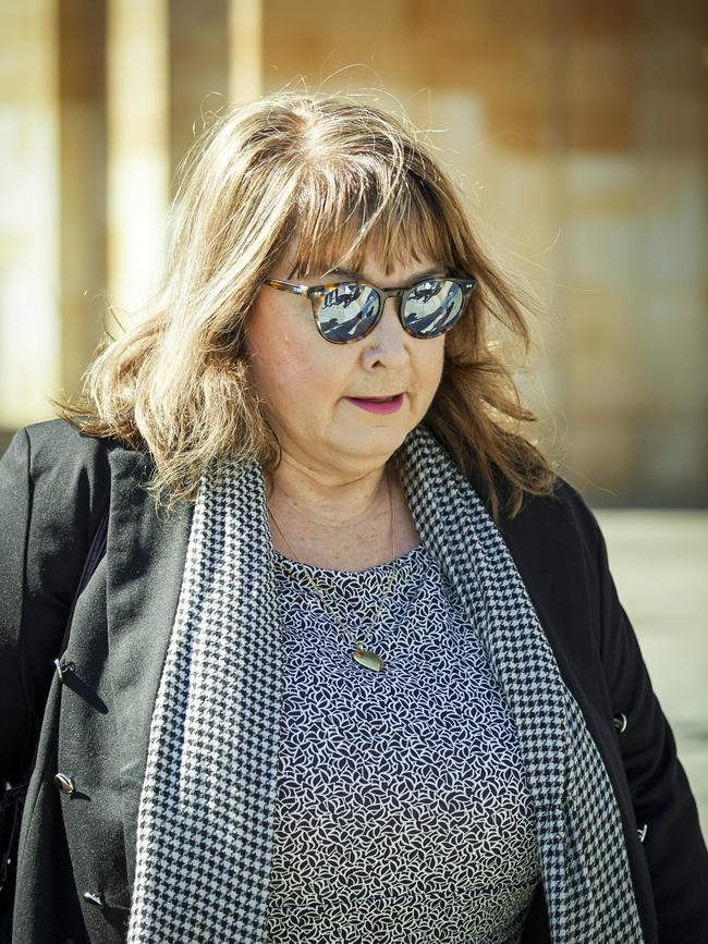 Glenda Burgess outside the Adelaide Magistrates Court in 2019. Picture: Mike Burton